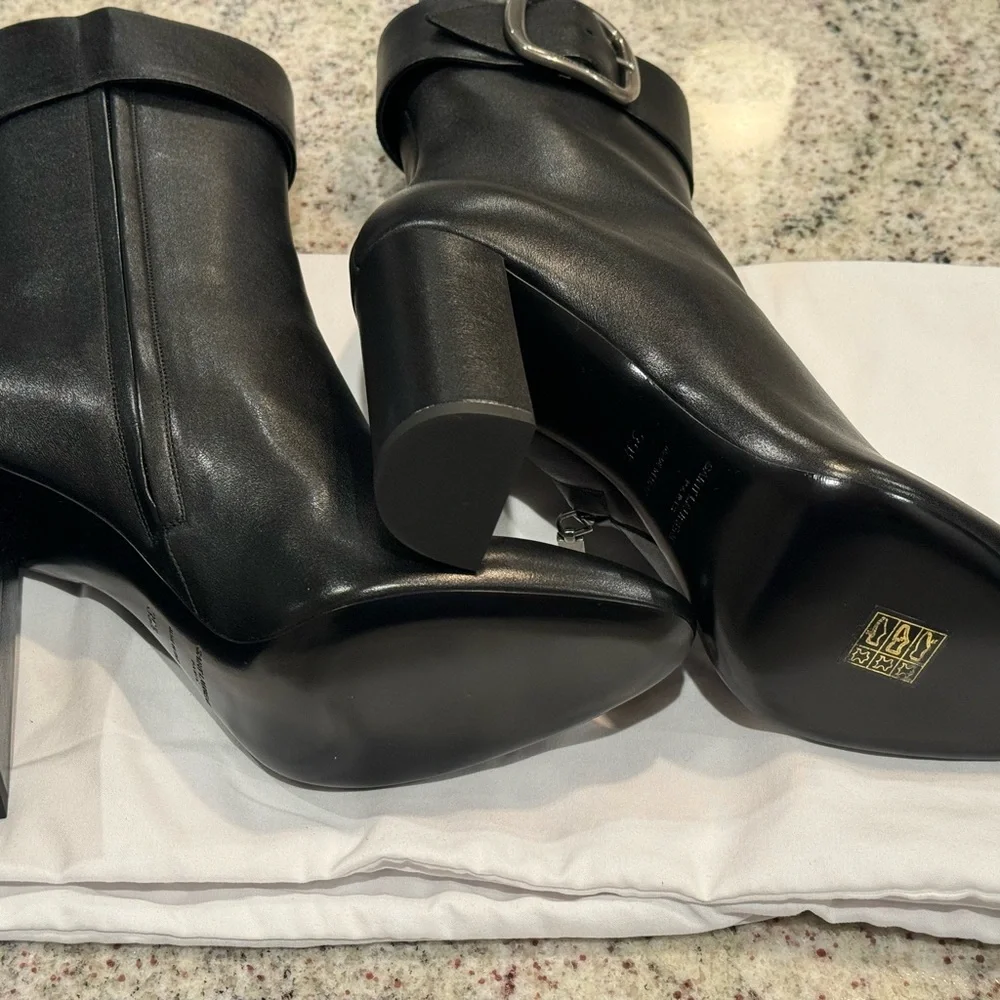 Saint Laurent Black Joplin 105 Buckle Boots Sz 39.5 - Picture 6 of 9